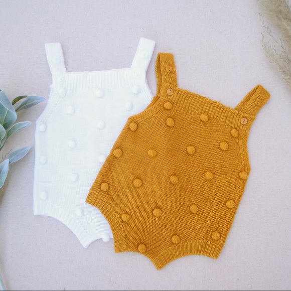 Pom Pom Knit Romper In Marigold - Picture 4 of 4